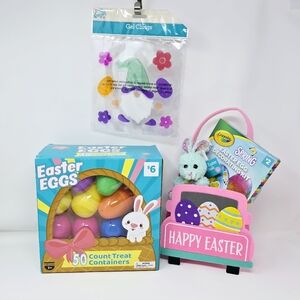 NEW Easter Basket Stuffers Bundle 50 Eggs Plush Bunny Egg Decorating Kit & More!